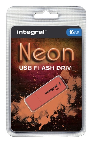 [434855] Clé USB 2.0 Integral 16Go néon orange