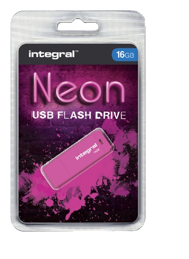 [434856] Clé USB 2.0 Integral 16Go néon rose