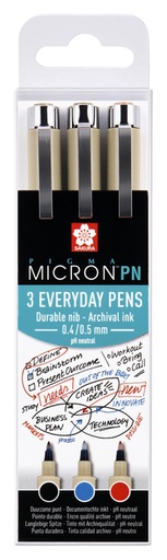 [632583] Fineliner Sakura Pigma Micron 0,4mm assorti blister 3 pièces