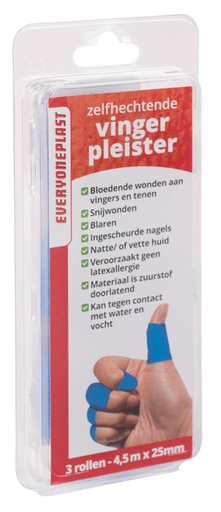 [892566] Vingerpleister Allglue zelfklevend op een rol 25mmx4.5m blauw 3 rollen