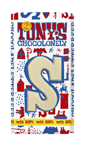 [960941] Chocoladeletter Tony's Chocolonely wit S 180gr