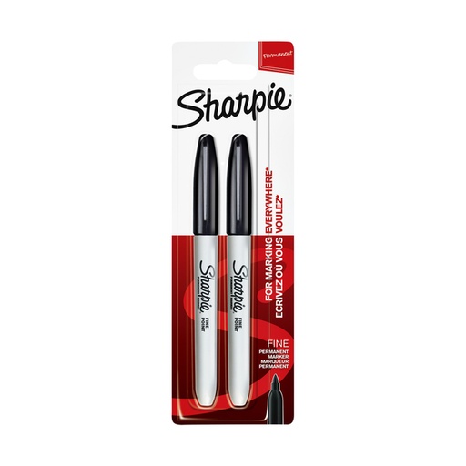 [635643] Viltstift Sharpie rond fijn zwart blister à 2 stuks