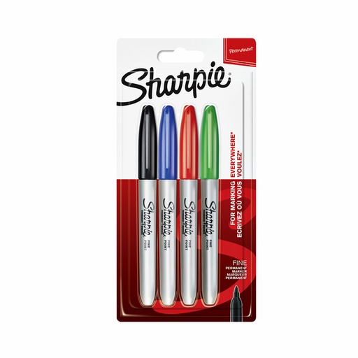 [635644] Feutre Sharpie ogive Fin assorti blister 4 pièces