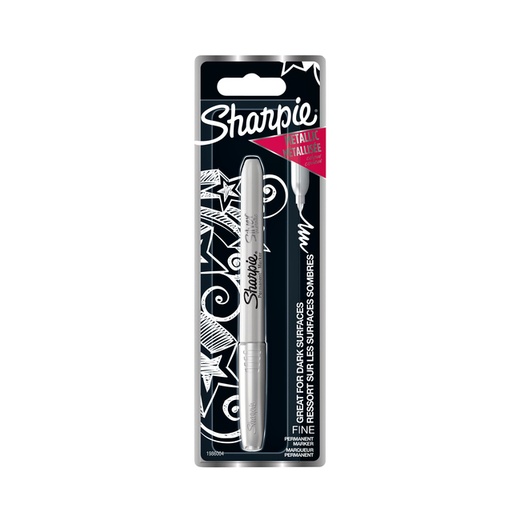 [635647] Feutre Sharpie ogive Fin Metallic Argent blister 1 pièce