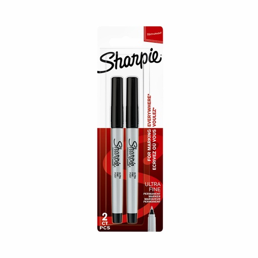 [635640] Feutre Sharpie ogive Ultra Fin noir blister 2 pièces