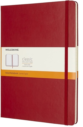 [011631] Notitieboek Moleskine XL 190x250mm lijn hard cover scarlet red