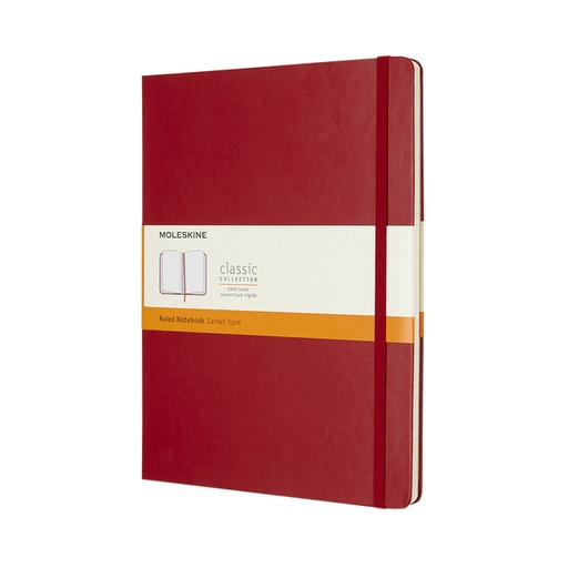 [011631] Notitieboek Moleskine XL 190x250mm lijn hard cover scarlet red