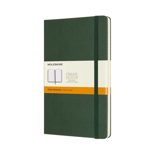 [011634] Carnet de notes Moleskine XL 130x210mm ligné rigide vert myrte