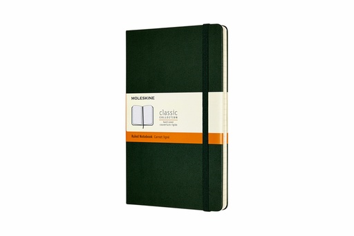 [011634] Carnet de notes Moleskine XL 130x210mm ligné rigide vert myrte