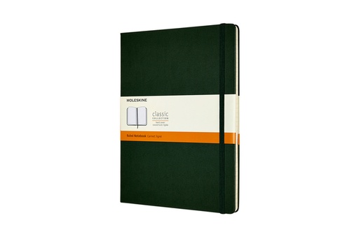 [011636] Carnet de notes Moleskine XL 190x250mm ligné vert myrte