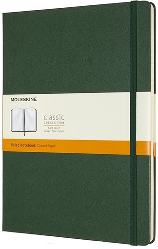 [011636] Carnet de notes Moleskine XL 190x250mm ligné vert myrte