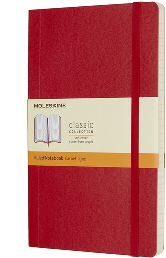 [011640] Carnet de notes Moleskine L 130x210mm ligné Soft rouge écarlate