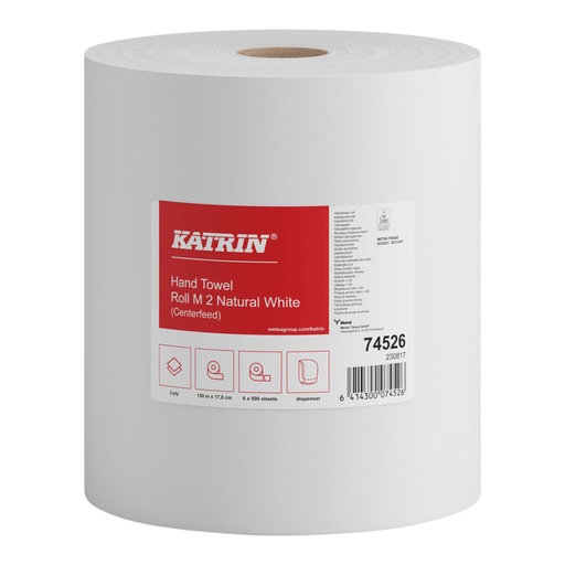 [892595] Essuie-mains Katrin 74526 Medium 2 épaisseurs 500 feuilles blanc