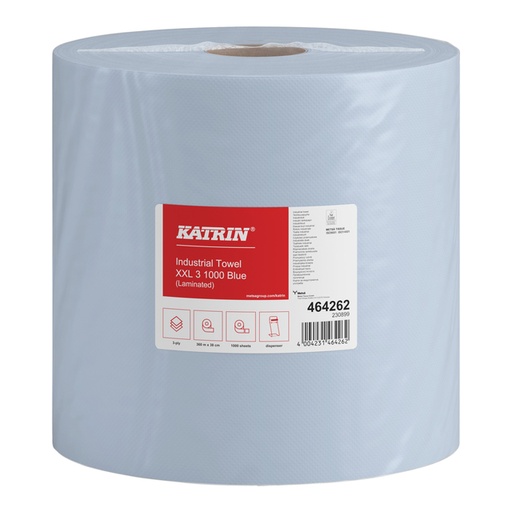 [892613] Papier de nettoyage Katrin Industrial XL 464262 3 épaisseurs 1000 feuilles bleu