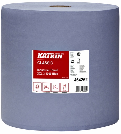 [892613] Rouleau de nettoyage Katrin Classic XXL 464262 3 épaisseurs 38cmx380m bleu