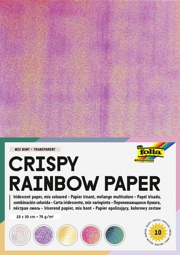 [142191] Regenboogpapier Folia 23x33cm iriserend 75gr 10 vel assorti
