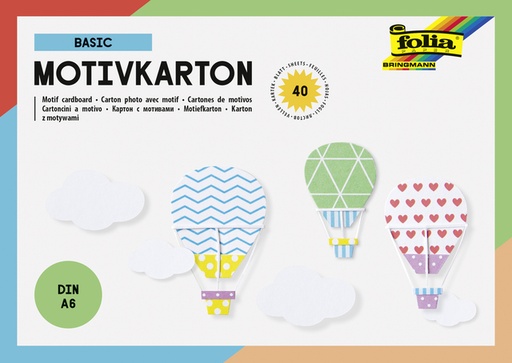 [141667] Carton photo Folia A6 40 feuilles 20 designs assorti