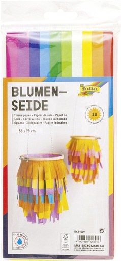 [141921] Papier de soie Folia 50x70cm 20g assorti 10 feuilles