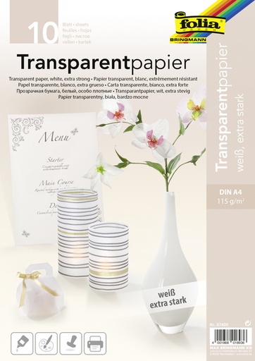 [740026] Transparant papier Folia A4 115gr 10 vel wit