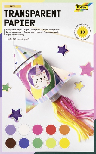 [740027] Transparant papier Folia 18.5x29.7cm 42gr 10 vel 10 kleuren