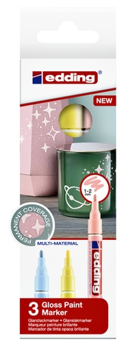 [630802] Marqueur peinture edding 751 à base d'huile 1-2mm pastel assorti 3 pièces