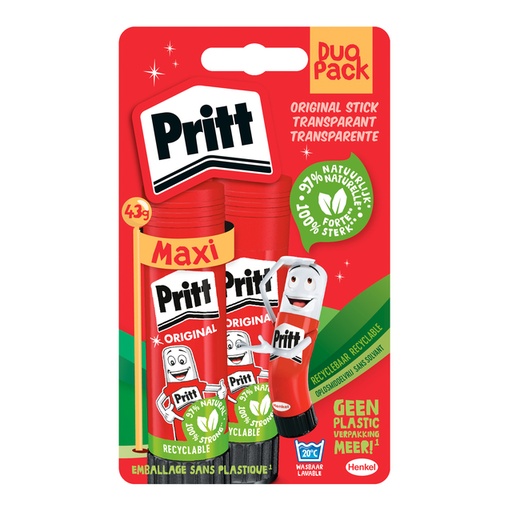 [836104] Bâton de colle Pritt Original 43g blister 2 pièces