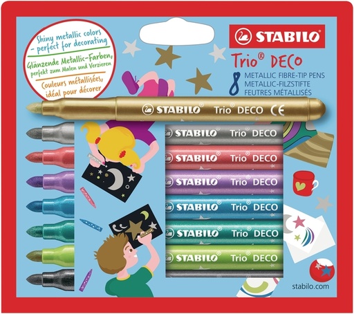 [631163] Feutre STABILO Trio Deco Metallic assorti étui 8 pièces
