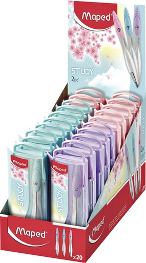 [710005] Passer Maped Study 2-delig display á 20 stuks pastel assorti