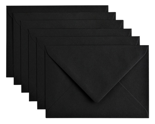 [158190] Enveloppe Papicolor C6 114x162mm noir corbeau paquet 6 pièces