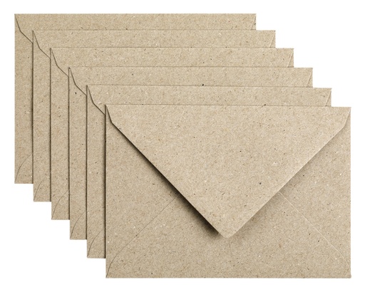 [158206] Envelop Papicolor C6 114x162mm kraft grijs pak à 6 stuks