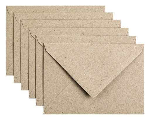 [158206] Enveloppe Papicolor C6 114x162mm kraft gris paquet 6 pièces