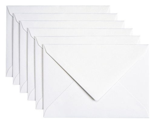 [158208] Enveloppe Papicolor C6 114x162mm blanc perle métallisé paquet 6 pièces