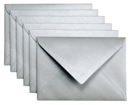 [158211] Enveloppe Papicolor C6 114x162mm argent métallisé paquet 6 pièces