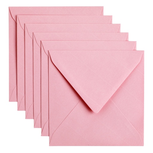 [158227] Enveloppe Papicolor 140x140mm rose bébé paquet 6 pièces
