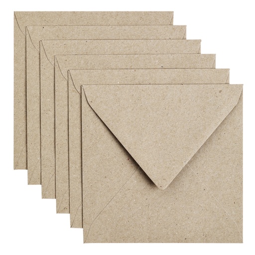 [158230] Envelop Papicolor 140x140mm kraft grijs pak à 6 stuks
