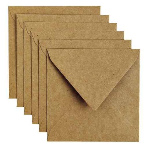 [158231] Enveloppe Papicolor 140x140mm kraft brun paquet 6 pièces