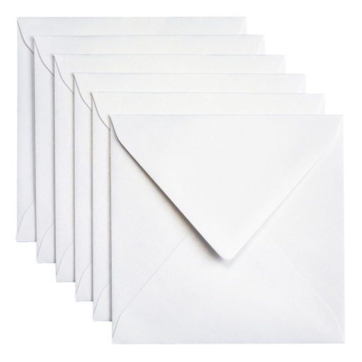 [158232] Enveloppe Papicolor 140x140mm blanc perle métallisé paquet 6 pièces