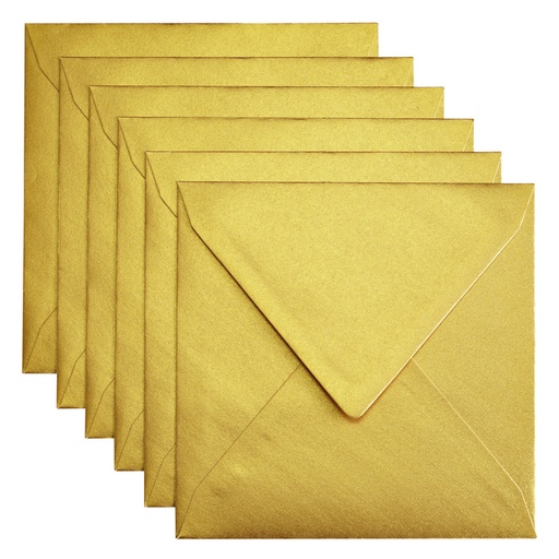 [158234] Enveloppe Papicolor 140x140mm or métallisé paquet 6 pièces