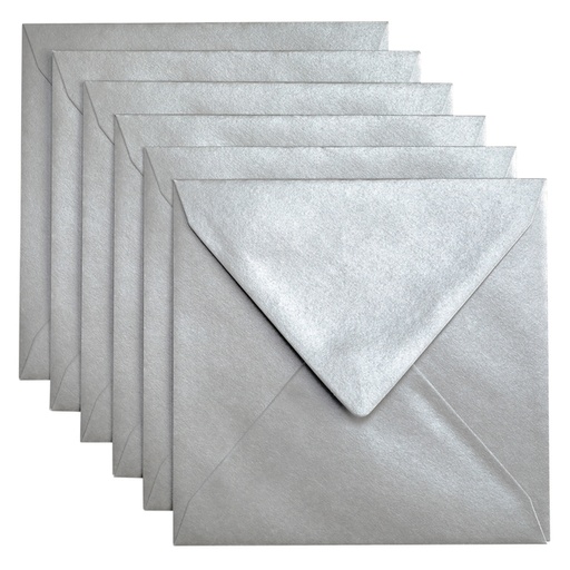 [158235] Envelop Papicolor 140x140mm metallic zilver pak à 6 stuks