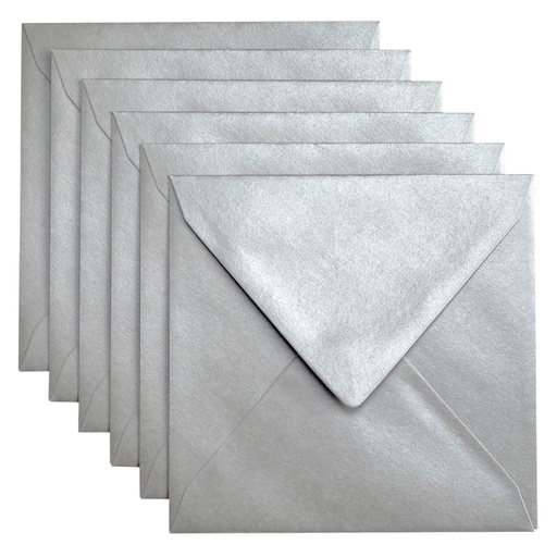 [158235] Envelop Papicolor 140x140mm metallic zilver pak à 6 stuks