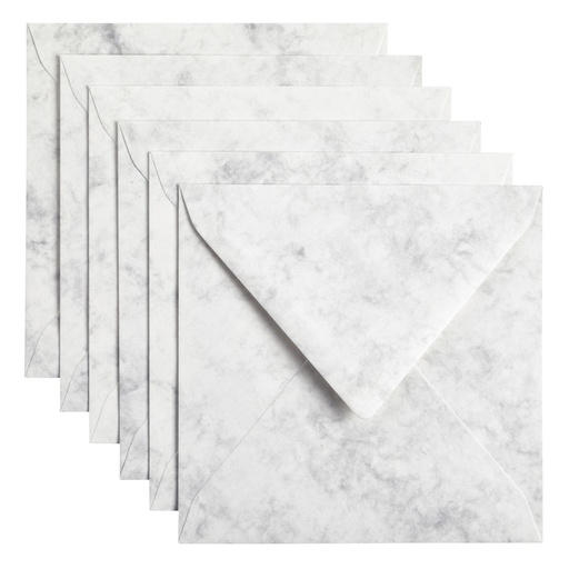 [158236] Envelop Papicolor 140x140mm marble grijs pak à 6 stuks