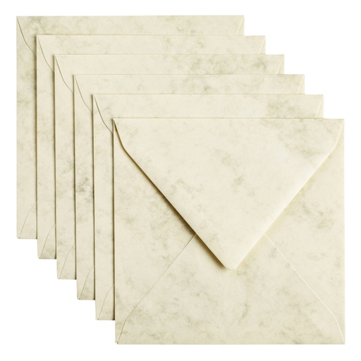[158237] Envelop Papicolor 140x140mm marble ivoor pak à 6 stuks