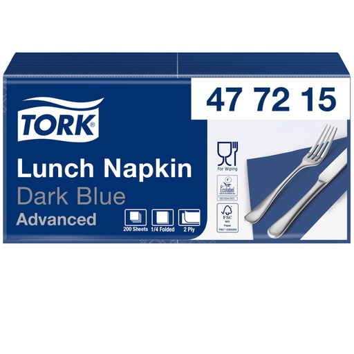 [892248] Serviette Tork Advanced 477215 2 épaisseurs Pli 1/4 328x325mm bleu foncé 200 pièces