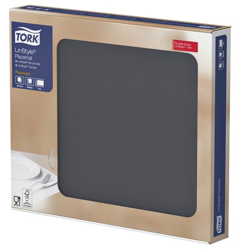 [892255] Placemat Tork Linstyle Premium 2-laags 390x300mm 100 vel zwart 474405