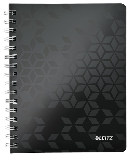 [011664] Cahier de notes Leitz WOW A5 ligné spirale PP noir