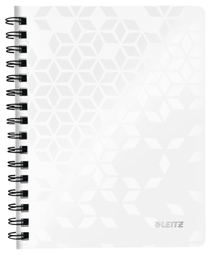 [011661] Cahier de notes Leitz WOW A5 ligné spirale PP blanc