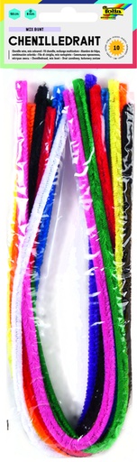 [580055] Chenilledraad Folia 50cm 8mm doorsnede 10 stuks assorti