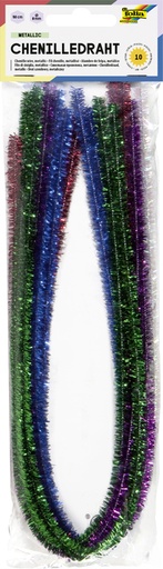 [580056] Fil chenille Folia 50cm diamètre 8mm 10 pièces métallique assorti