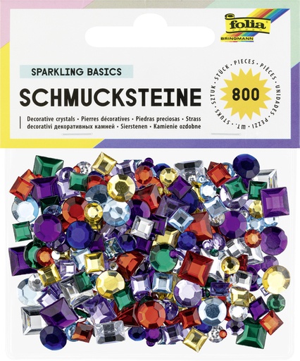 [580047] Glitter steentjes Folia 800 stuks diverse kleuren en afmetingen