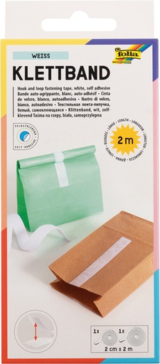 [580049] Ruban auto-agrippant Folia 20mmx20m blanc 2 rouleaux